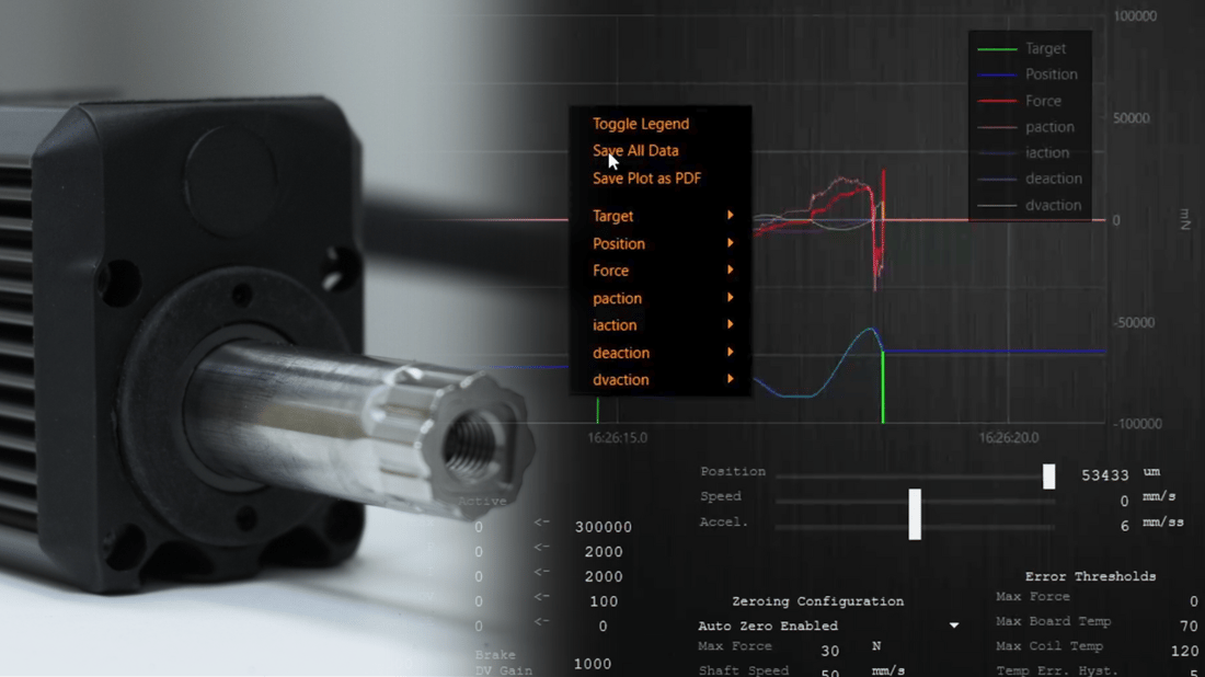 Electric linear motors with integrated force and position sensors