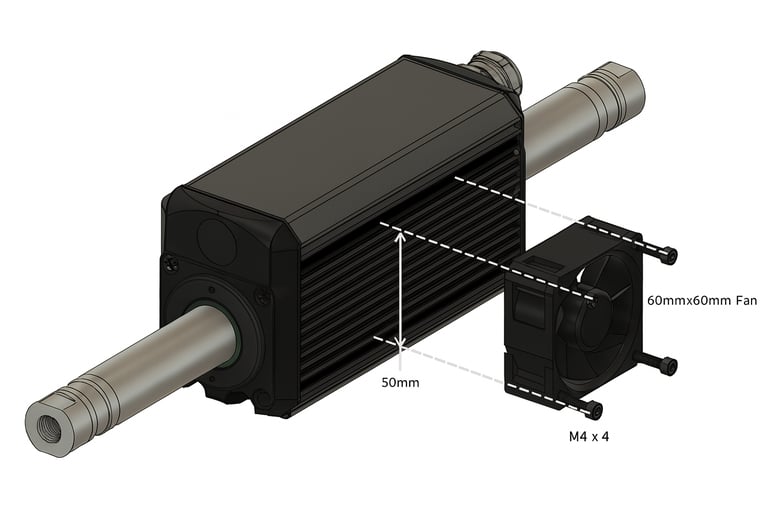 ORCA motor diagram for mounting cooling fans