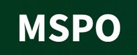 An image with white text on a forest green background of the MSPO logo