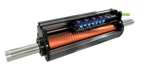 A silent linear DC motor render with internal components exposed.