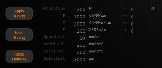 position page tuning panel