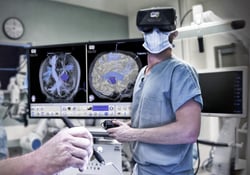 A surgeon operates using an industrial VR headset